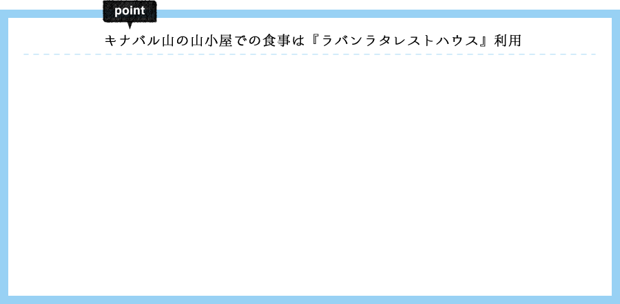 キナバル山の山小屋での食事は『ラバンラタレストハウス』利用